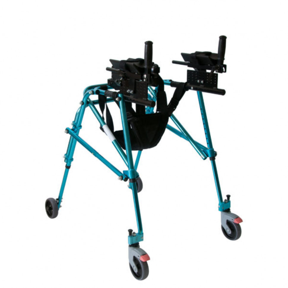 Ходунки на 4-х колесах для детей больных ДЦП Мега-921 с подлокотной опорой Ходунки на 4-х колесах для детей больных ДЦП Мега-921 с подлокотной опорой